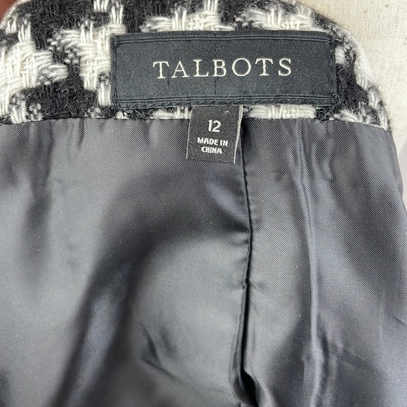 Talbots Houndstooth Jacket Womens Sz 12 Wool Blend Colorblocked Blazer - Picture 13 of 13